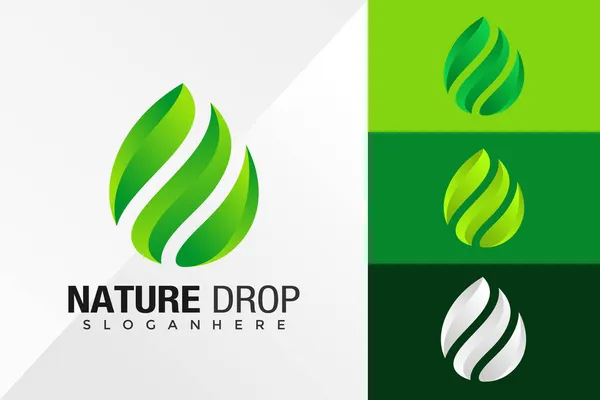 Nature Drop Logo Design Vector Template — Stock Vector