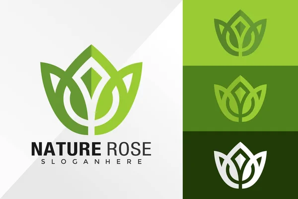Nature Rose Life Logo Design Vector Template — Stock Vector
