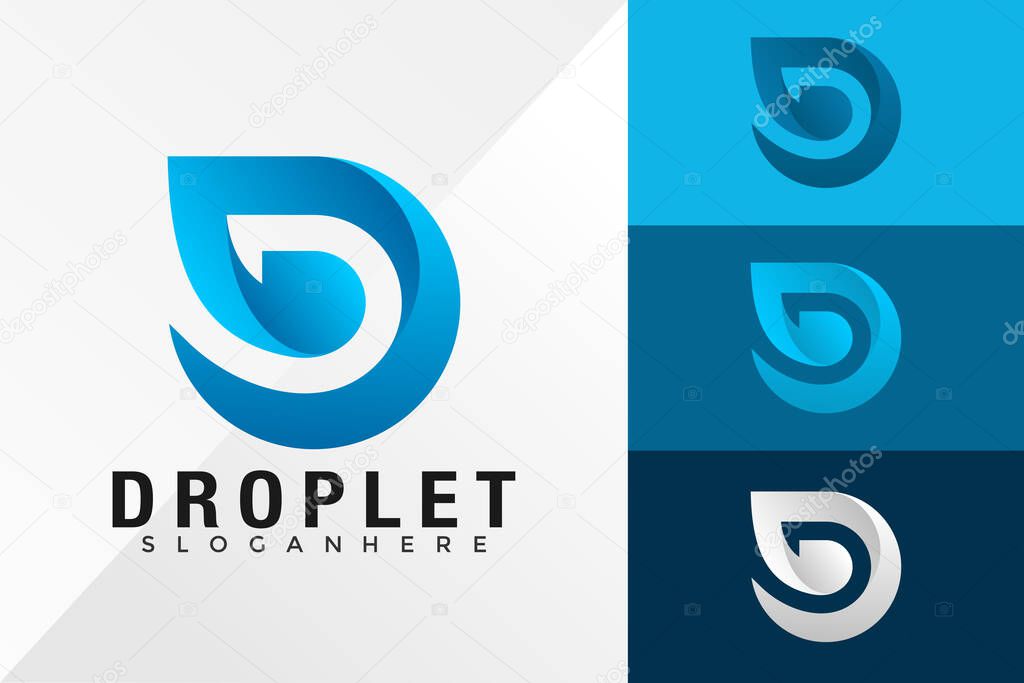 D Water Drop Logo Design Vector illustration template