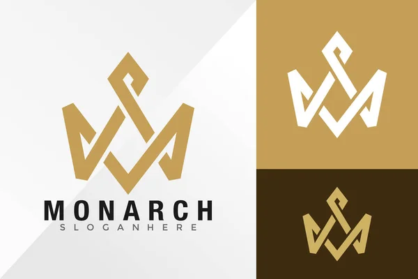 Monarch Crown Logo Design Vektor Illusztráció Sablon — Stock Vector