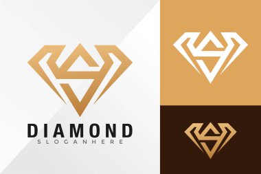 S Diamond Line Logo Tasarım Vektörü illüstrasyon şablonu