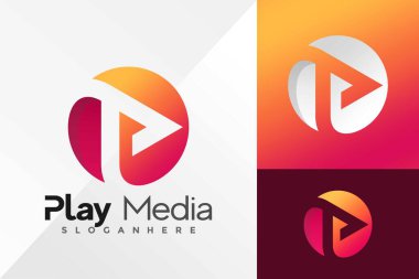 Medya Harfi P Logo Tasarım Vektörü illüstrasyon şablonunu oynat