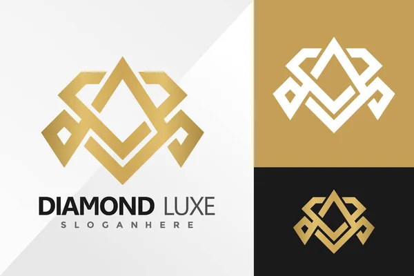 Luxusní Diamantové Šperky Logo Design Vektorové Ilustrační Šablony — Stockový vektor