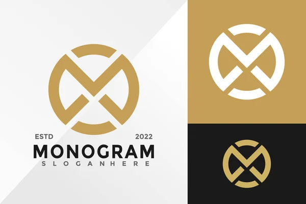 Letra Monograma Oro Logo Diseño Vector Plantilla Ilustración — Vector de stock