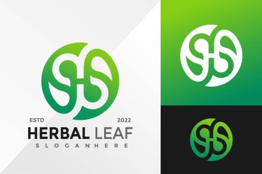 H Harfi Bitkisel Yaprak Logosu Tasarım Vektörü illüstrasyon şablonu