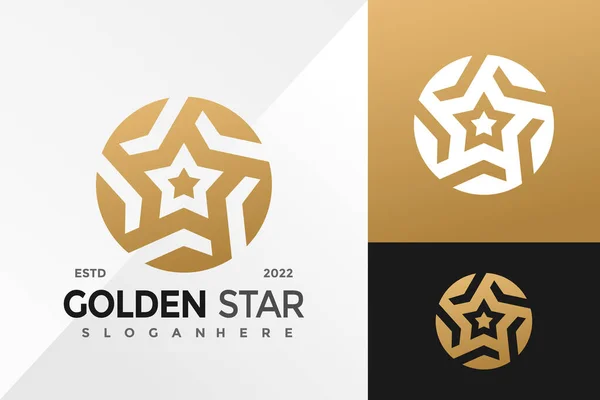 Golden Star Geometric Logo Design Vector Illustration Template — Stockvektor