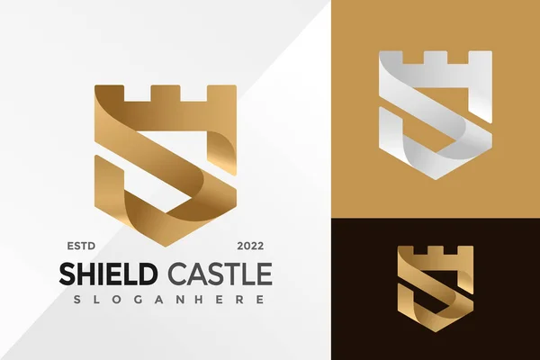 Letter S Shield Castle Logo Design Vector illustration template