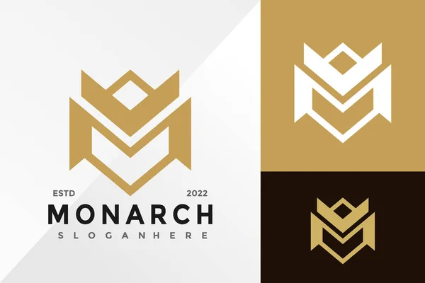 Golden Letter Monarch Crown Logo Design Vektor Illusztráció Sablon — Stock Vector