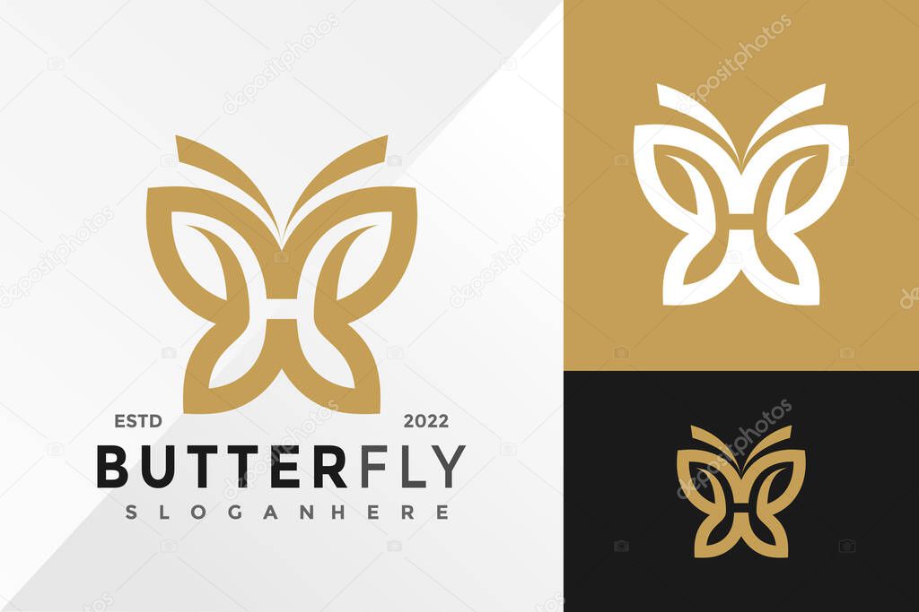 Letter H Butterfly Logo Design Vector illustration template