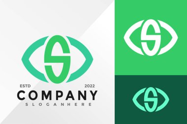 S harfi Göz Logosu Tasarım Vektörü illüstrasyon şablonu