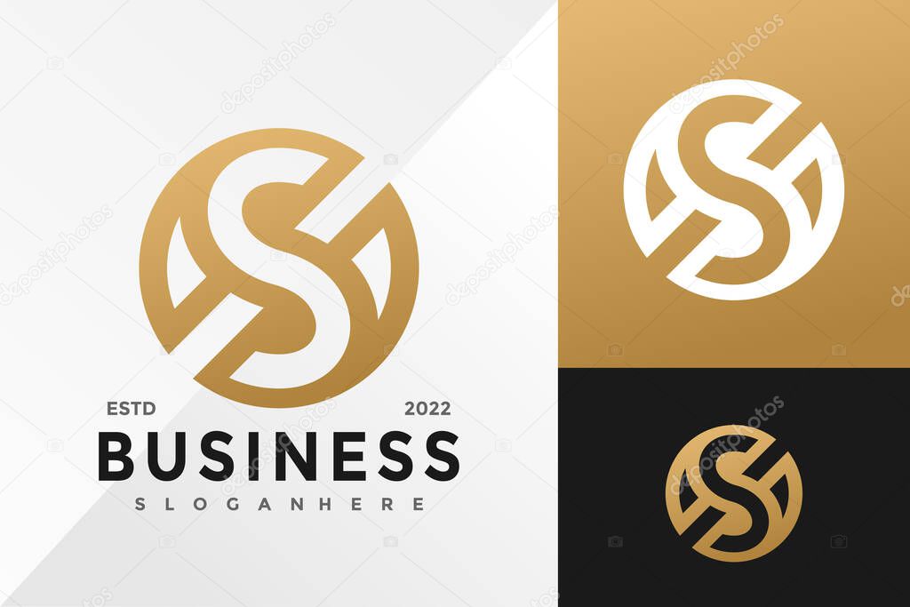 Golden S Monogram Logo Design Vector illustration template