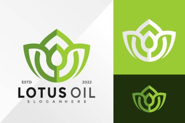Doğa Lotus Yağ Logosu Tasarım Vektörü illüstrasyon şablonu