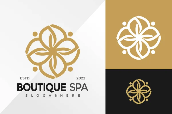 Butik Çiçek Kaplıcası Logo Tasarım Vektörü illüstrasyon şablonu