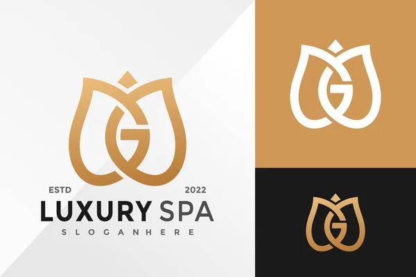 Monogram Luxury Flower Spa Logo Design Vector Plantilla Ilustración — Vector de stock