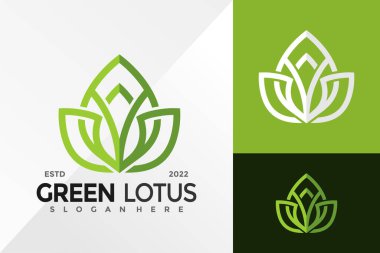 Doğa Yeşil Lotus Yaprak Logosu Tasarım Vektörü illüstrasyon şablonu