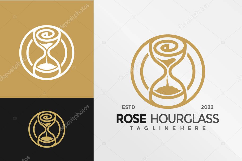 Flower Rose Hourglass Logo Design Vector illustration template