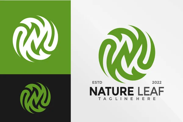 Plantilla Inicial Nature Leaf Logo Design Vector Ilustración — Vector de stock