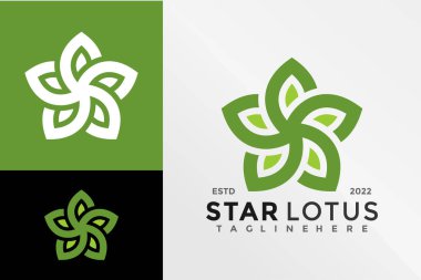 Yıldız Lotus Çiçek Logosu Tasarım Vektörü illüstrasyon şablonu