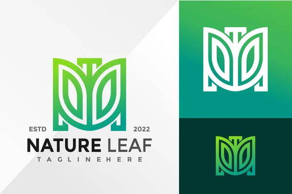 Lettera Nature Leaf Creative Logo Design Modello Illustrazione Vettoriale — Vettoriale Stock