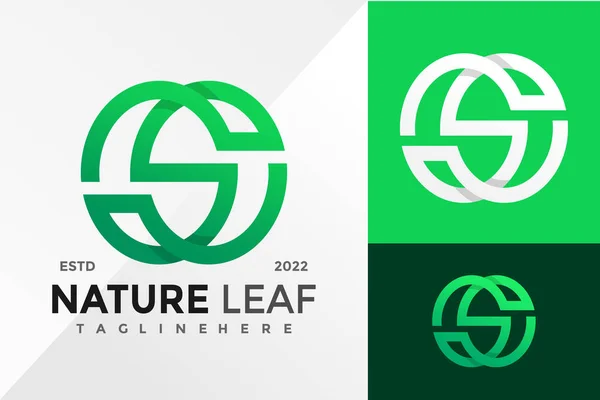 Letter Nature Leaf Logo Design Vector Illustration Template — Vettoriale Stock