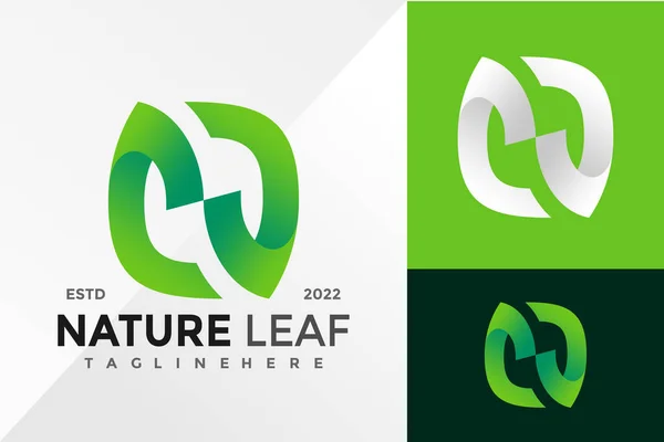 Elegante Lettera Nature Leaf Logo Design Modello Illustrazione Vettoriale — Vettoriale Stock