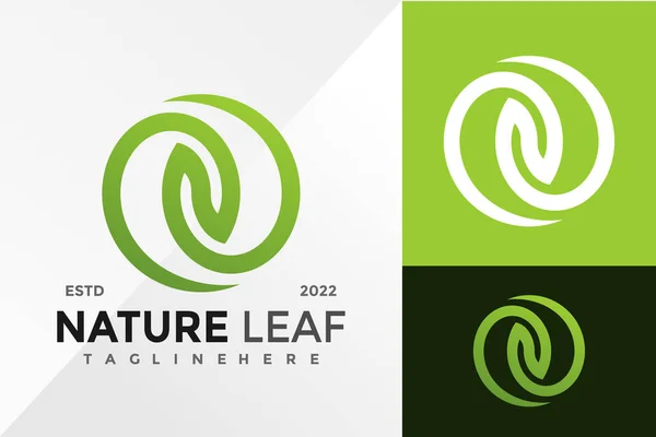 Circle Letter Nature Leaf Logo Design Modello Illustrazione Vettoriale — Vettoriale Stock