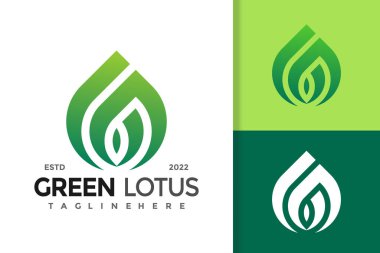 Yeşil Lotus Modern Logo Tasarım Vektör Şablonu