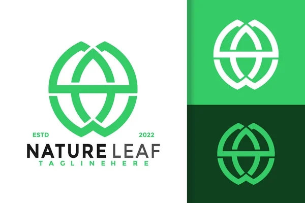 Folha Natureza Moderna Logotipo Design Vector Template — Vetor de Stock