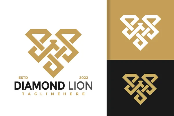 Роскошный Лев Diamond Modern Logo Design Векторный Шаблон — стоковый вектор