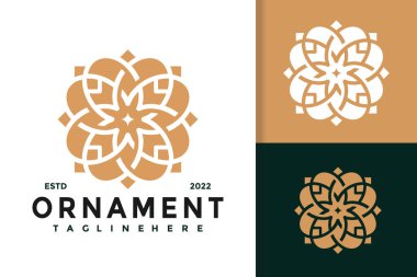 Lotus Çiçeği Süslemesi Modern Logo Tasarım Vektör Şablonu