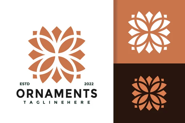 エレガントな花の装飾現代のロゴデザインベクトルテンプレート — ストックベクタ