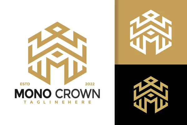 Letter Crown Hexagon Logo Design Brand Identity Logos Vector Modern — Stock Vector
