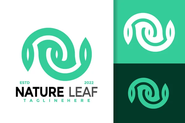 Abstract Letter Nature Leaf Logo Design Brand Identity Logos Vector — Vettoriale Stock