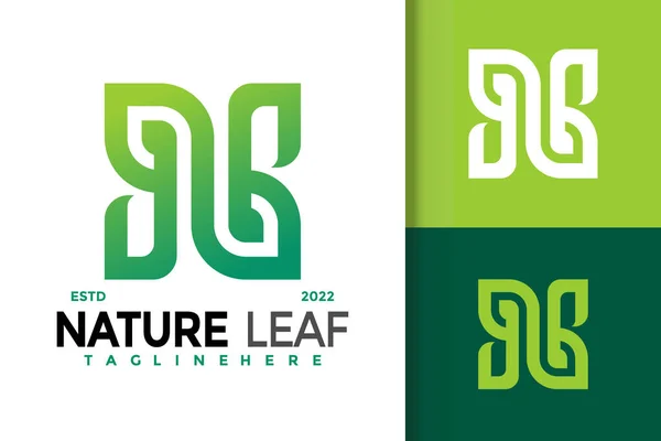 Letter Nature Leaf Green Logo Design Brand Identity Logos Vector — Stok Vektör