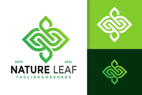 Harfi Infinity Nature Leaf Logo Tasarımı Marka Kimlik Logoları Vektörü — Stok Vektör