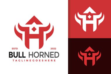 H Boynuzlu Logo Tasarımı Harfi, marka kimlik logosu vektörü, modern logo, Logo Tasarım Vektör İllüstrasyon Şablonu