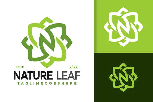 Letter Nature Leaves Logo Design Značka Identity Loga Vektor Moderní — Stockový vektor