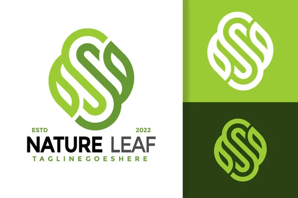 Initial Nature Leaf Logo Design Brand Identity Logos Vector Modern — Vettoriale Stock