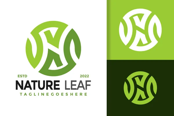 Letter Nature Leaf Circle Logo Design Brand Identity Logos Vector — Vettoriale Stock