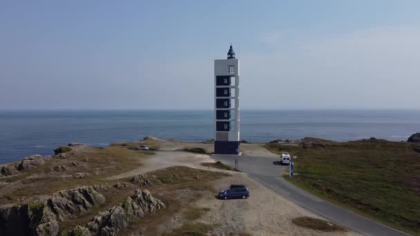 Punta Frouxeira Lighthouse Drone Eye View Valdovino High Quality Footage — Stock videók