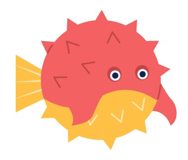 Keskin dikenleri olan renkli kirpi balığı.