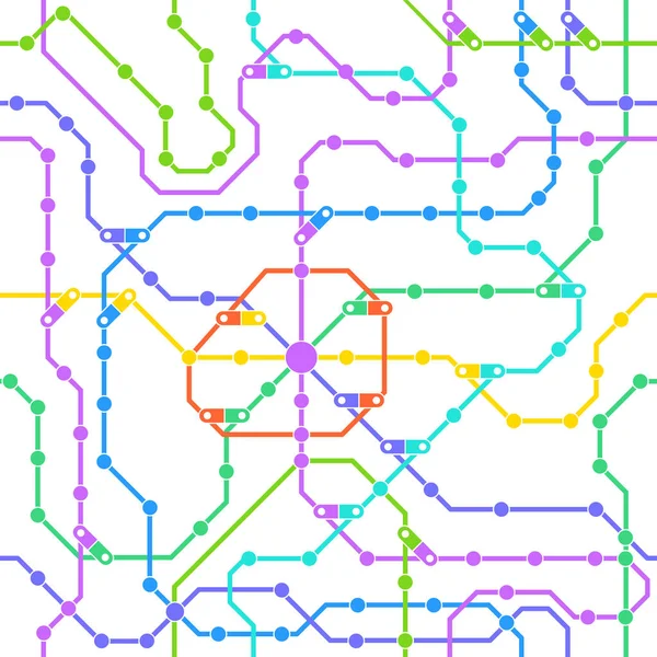Metro subway map, city public transport scheme seamless pattern. Underground train station map, subway metro scheme vector background illustration. Subway tube map — Stockvektor