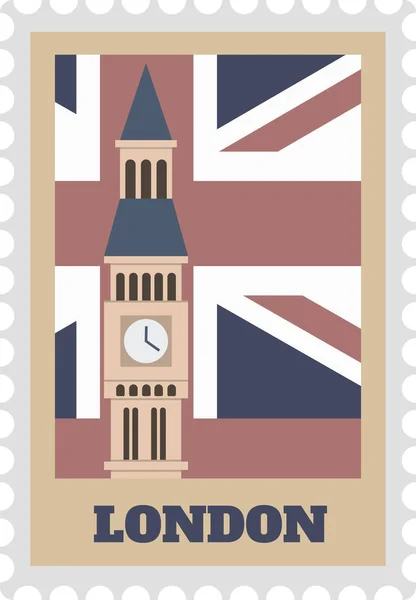Londýn Anglie poštovní známka papír štítek izolované — Stockový vektor