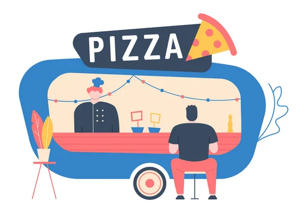 Street food store, pizza fast food isolé — Image vectorielle