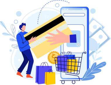 Pay credit card in online store, shopping remotely