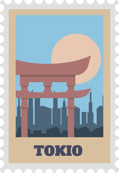 Tokio sello postal con etiqueta visual vintage — Vector de stock
