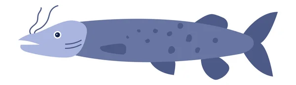 강에 사는 물고기의 종류는 흰색에 분리되어 있는 만화 요소 — 스톡 벡터