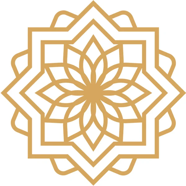 摘要东方穆斯林阿拉伯金相框标志。传统阿拉伯装饰豪华框架矢量插图集.东方风格的金质花环 — 图库矢量图片