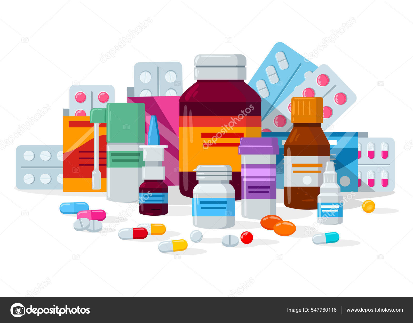Frasco de desenho animado de medicamento produtos farmacêuticos