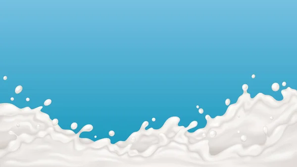 Realistische melk plons, zuivel spetters achtergrond. Romige yoghurt of crème textuur vector achtergrond illustratie. Melkrimpelplons — Stockvector